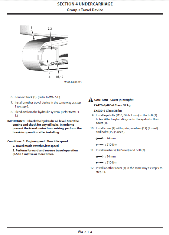 Hitachi ZX470-6, ZX490LCH-6 and ZX530LCH-6 Excavator Repair Manual Workshop Guide