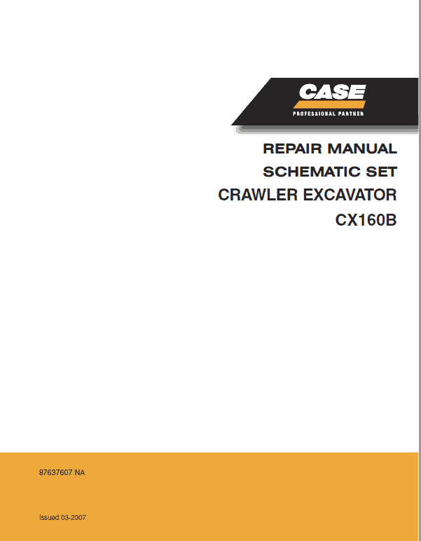 Case CX160B, CX180B Crawler Excavator Service Manual Workshop Guide