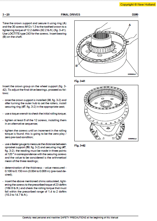 New Holland D350 Bulldozer Dozer Service Manual Workshop Guide