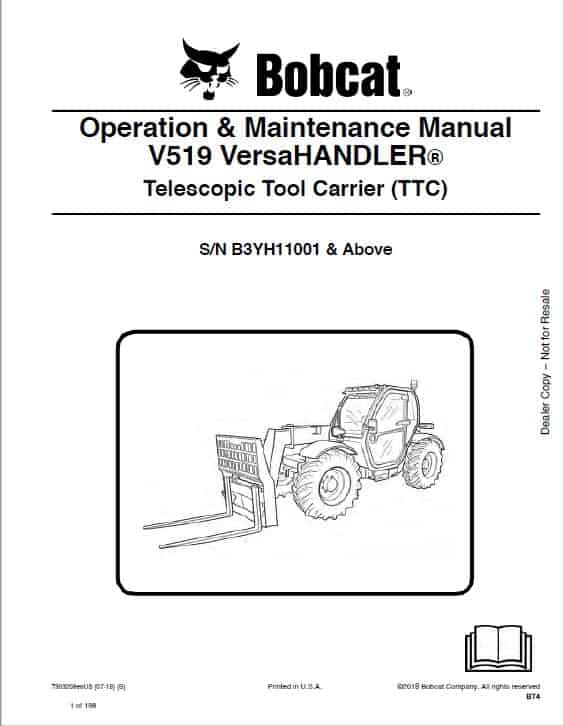 Bobcat V519 versaHANDLER Telescopic Service Repair Manual