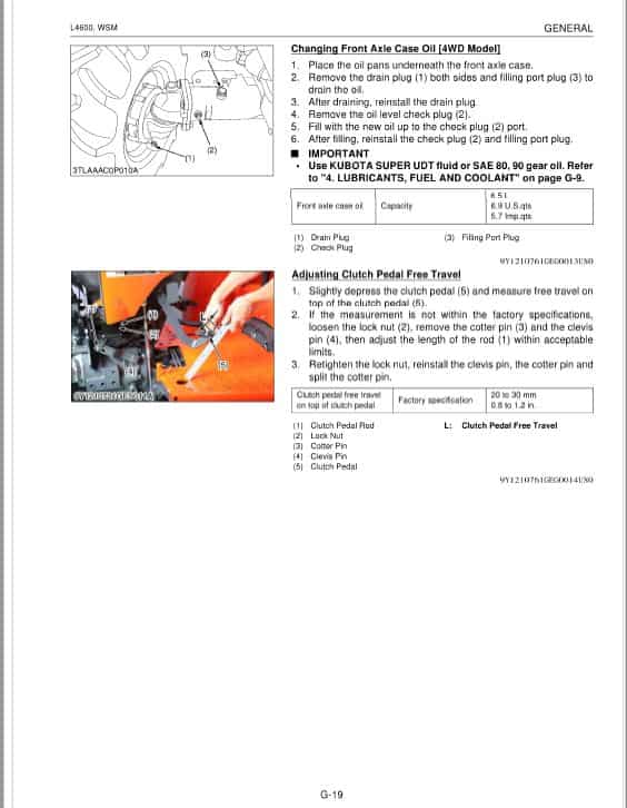 Kubota L4600 Tractor Workshop Repair Manual
