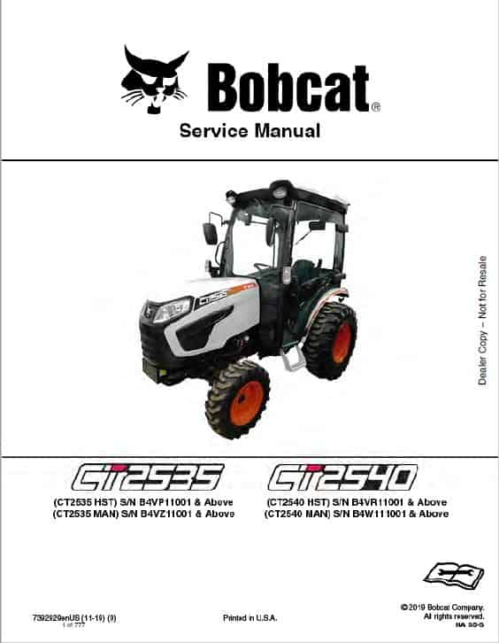Bobcat CT2025, CT2035, CT2535, CT2540 Tractor Service Repair Manual