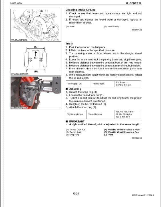Kubota L4400, L4400HST, L4400, L4400HSTHST Tractor Workshop Repair Manual