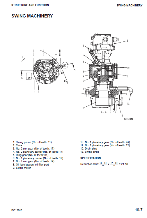 Komatsu PC130-7 Excavator Service Manual Workshop Guide