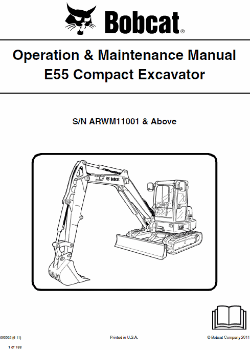 Bobcat E55 Compact Excavator Repair Service Manual Workshop Guide