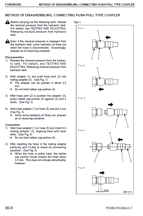 Komatsu PC200-7, PC200LC-7, PC210-7, PC210LC-7 Excavator Manual Workshop Guide