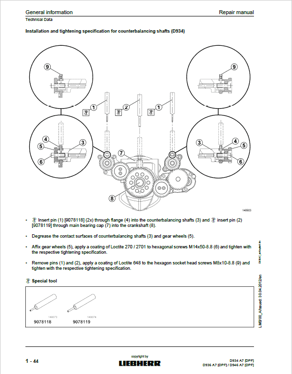 Liebherr D934 A7 DFP, D936 A7 DPF, D946 A7 DPF Engine Service Manual