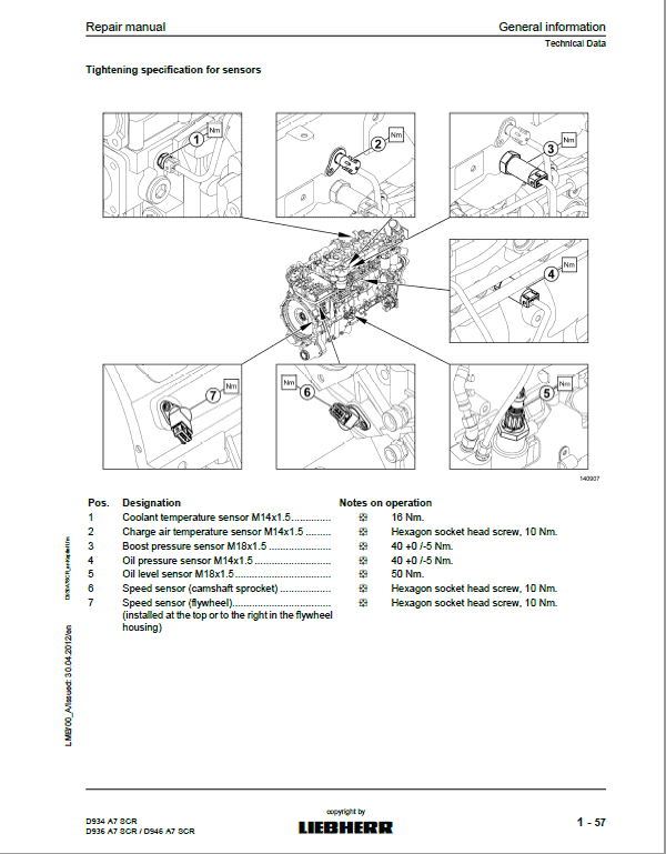 Liebherr D934 A7 SCR, D936 A7 SCR, D946 A7 SCR Engine Service Manual