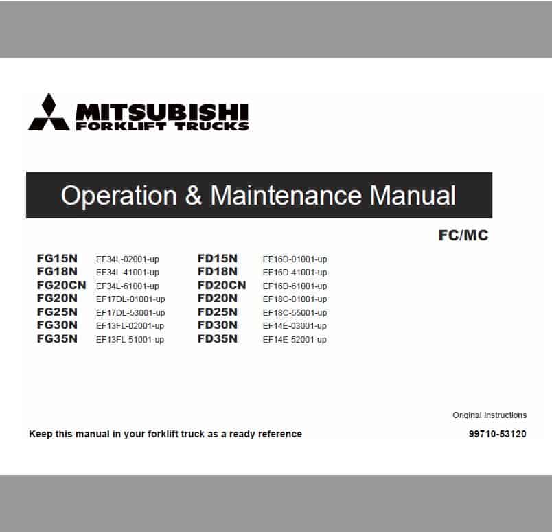 Mitsubishi FD25N, FD30N, FD35N Forklift Service Manual