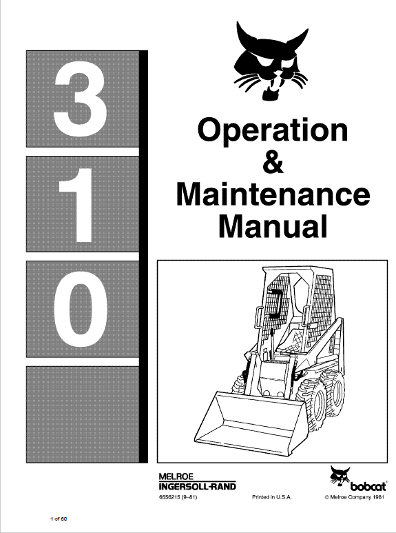 Bobcat 310 and 313 Skidsteer Loader Service Manual Workshop Guide