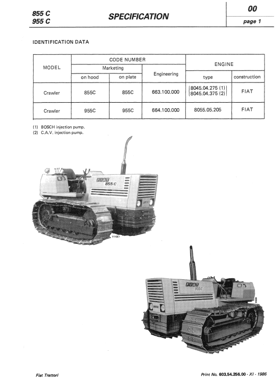 Fiat 85-55, 95-55, 855C, 955C Tractor Service Manual Workshop Guide
