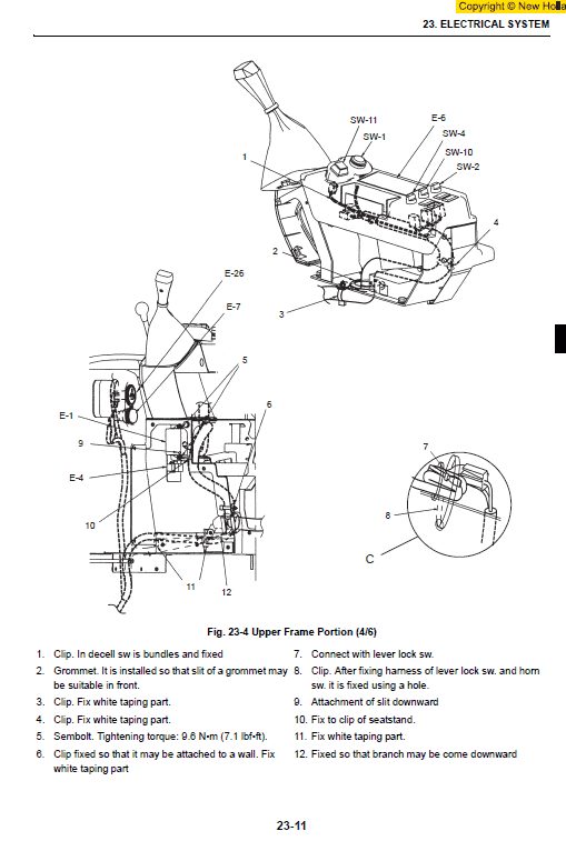 New Holland E20.2SR, E22.2SR and E27.2SR Mini Excavator Manual Workshop Guide