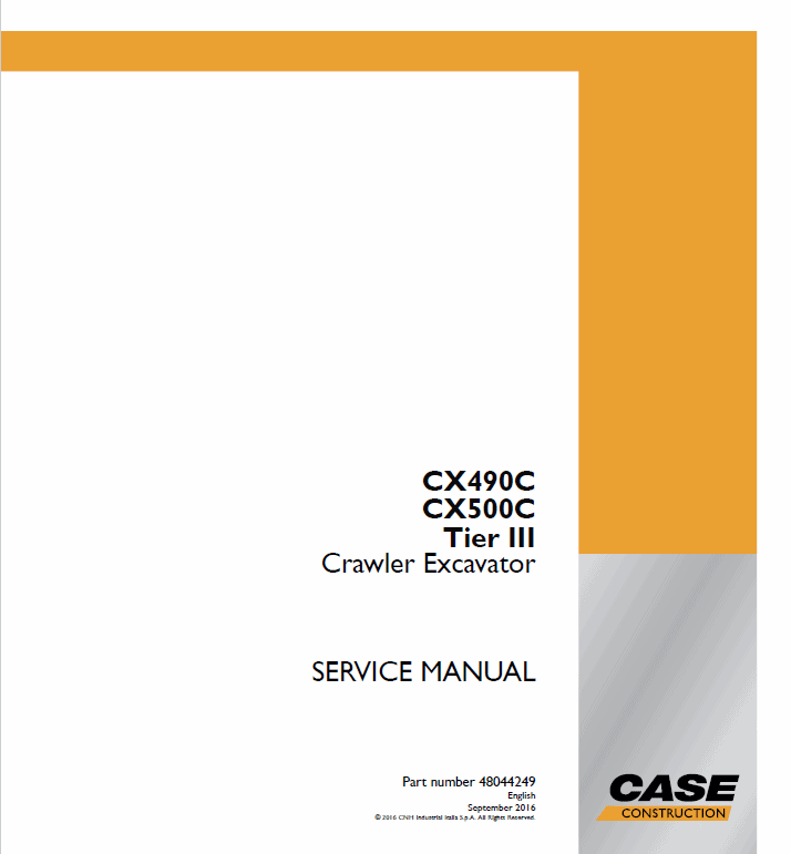Case CX500C Crawler Excavator Service Manual Workshop Guide