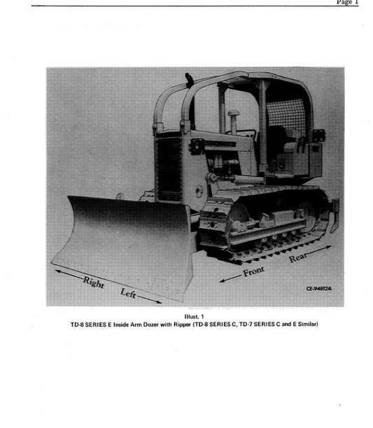 Komatsu Dresser TD7C, TD7E, TD8C and TD8E Dozer Service Manual Workshop Guide