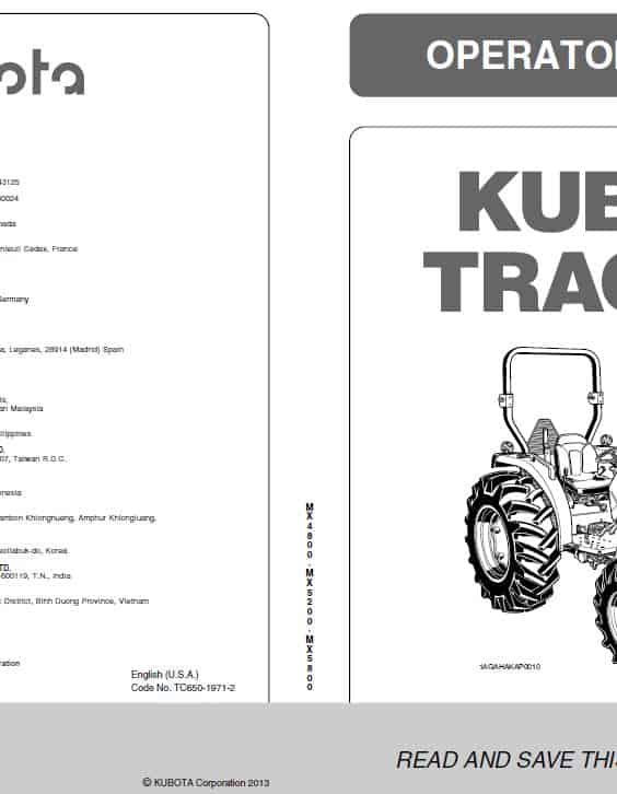 Kubota MX5200 Tractor Workshop Service Repair Manual