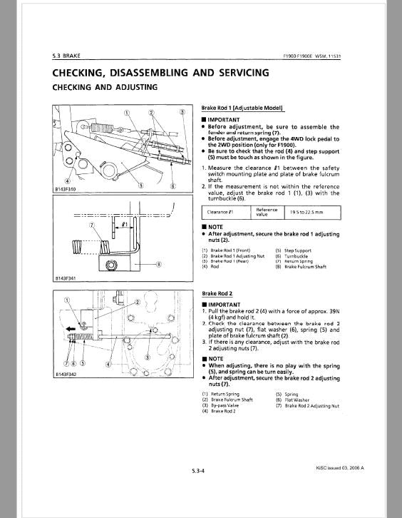 Kubota F1900, F1900E Front Mower Workshop Repair Manual