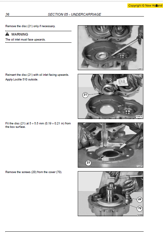 New Holland MH2.6 and MH3.6 Tier 3 Wheeled Excavator Manual Workshop Guide
