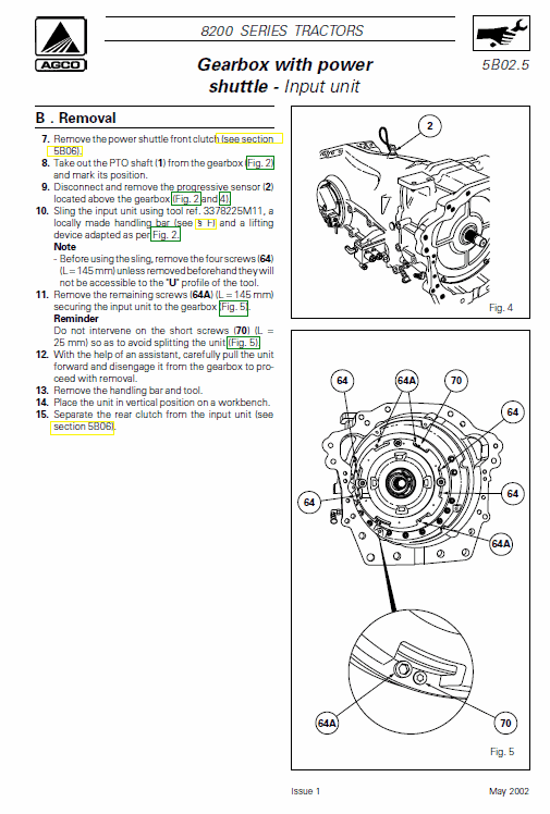 Massey Ferguson 8260, 8270, 8280 Tractor Service Manual Workshop Guide