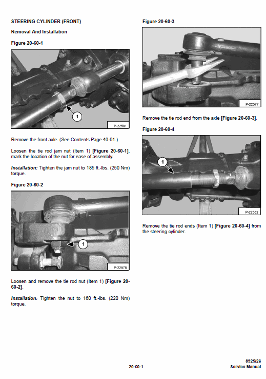 Massey Ferguson MF 8925, 8926 Telescopic Handlers Service Manual Workshop Guide