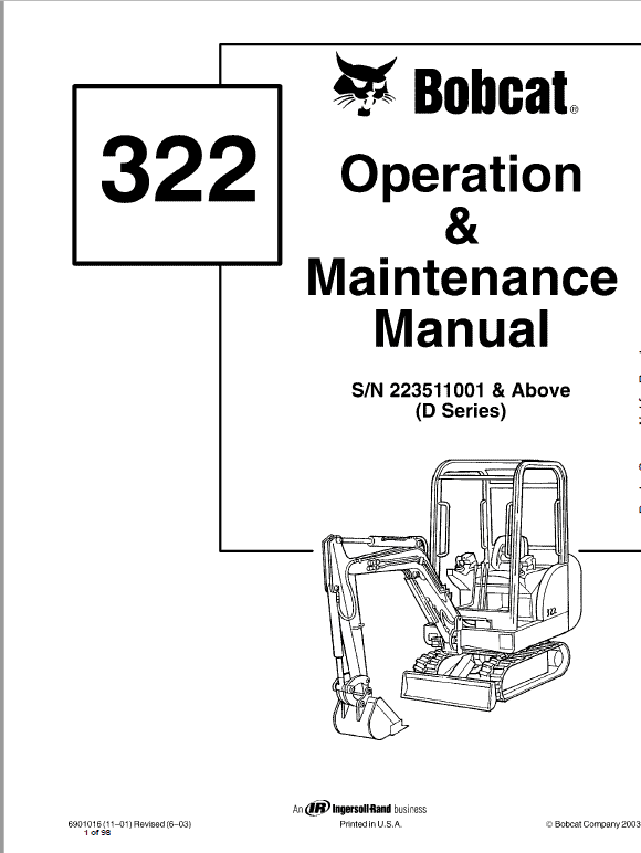 Bobcat 320, 320L and 322 Excavator Service Manual Workshop Guide