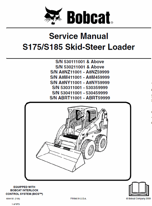 Bobcat S175 and S185 Skid-Steer Loader Service Manual Workshop Guide