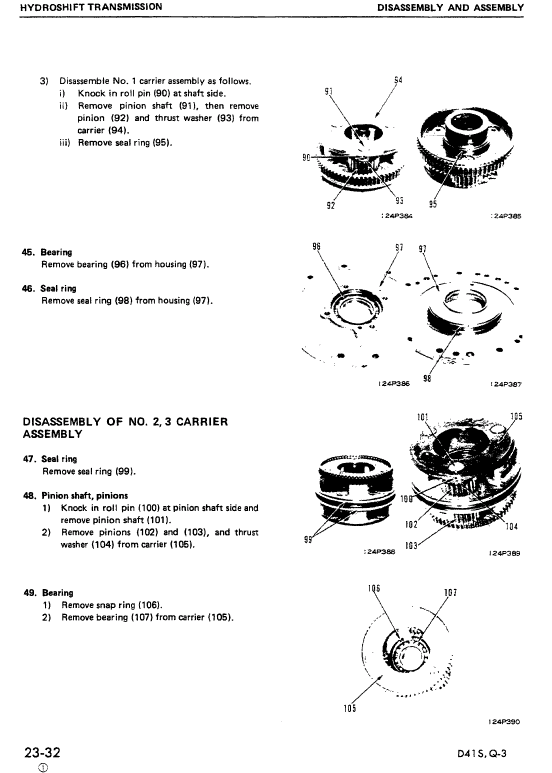 Komatsu D41S-3 and D41Q-3 Dozer Service Manual Workshop Guide