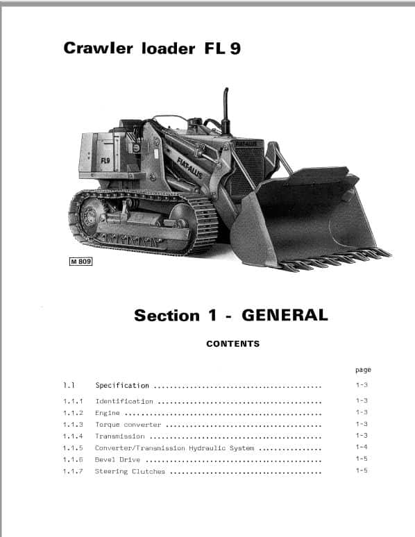 Fiatallis FL9 Crawler Loader Repair Service Manual