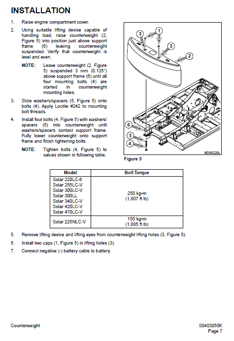 Daewoo Solar S220LC-6 Excavator Service Manual Workshop Guide