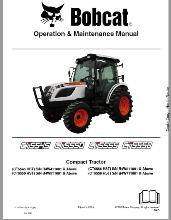 Bobcat CT5545, CT5550, CT5555, CT5558 Tractor Service Repair Manual