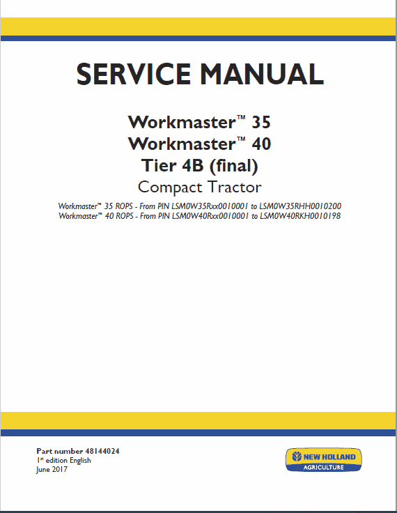 New Holland Workmaster 35 and 40 Tractor Service Manual Workshop Guide