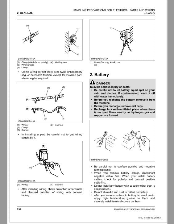 Kubota T2090BR-AU, T2290KW-AU, T2290KWT-AU Lawn Mower Workshop Repair Manual