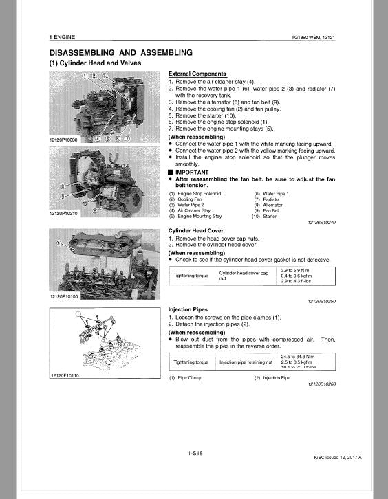 Kubota TG1860, TG1860G Lawn Mower Workshop Repair Manual