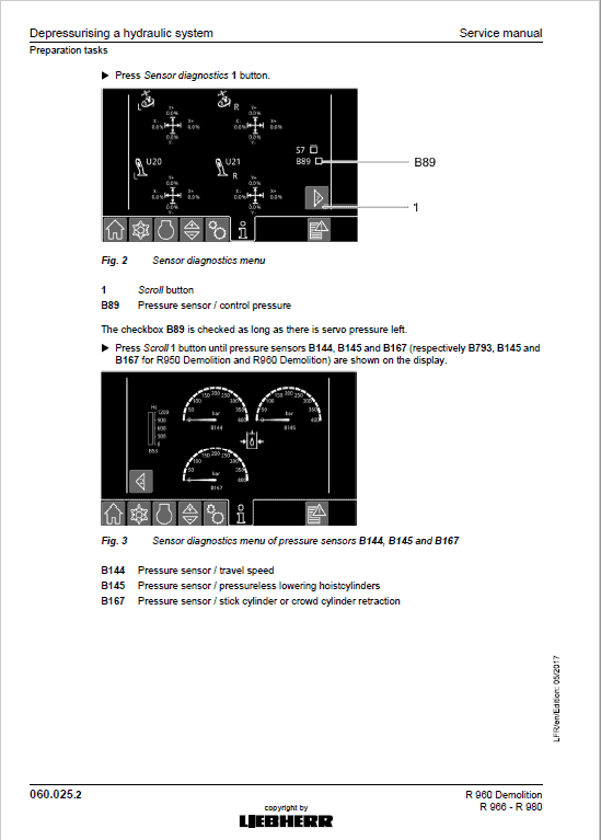 Liebherr R956, R960, R966, R970, R976, R980 Tier 4F Excavator Service Manual