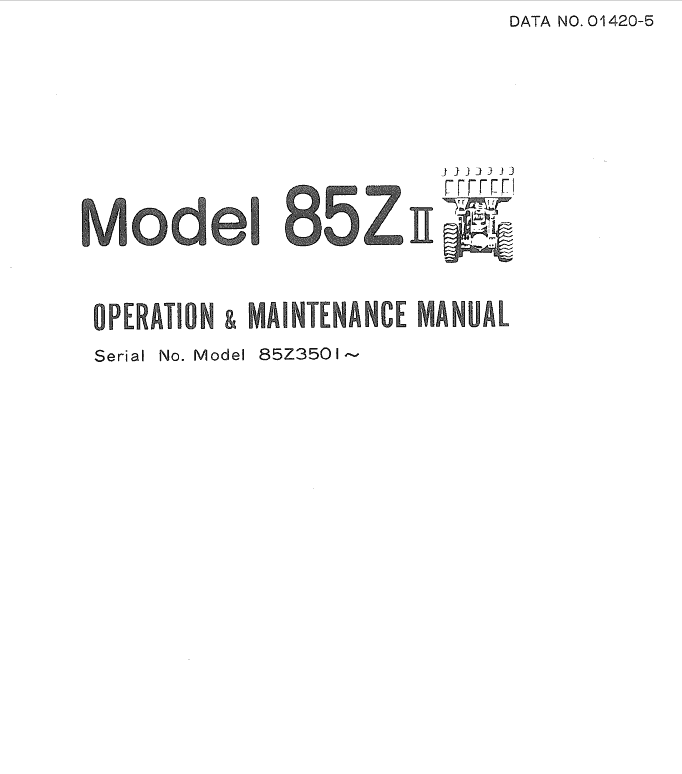 Kawasaki 85ZII Wheel Loader Service Manual