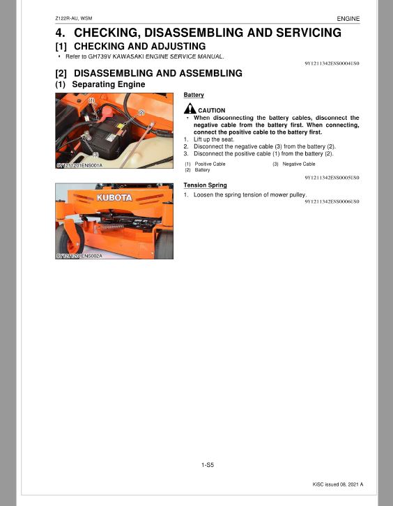 Kubota Z122R-AU Zero Turn Mower Workshop Repair Manual