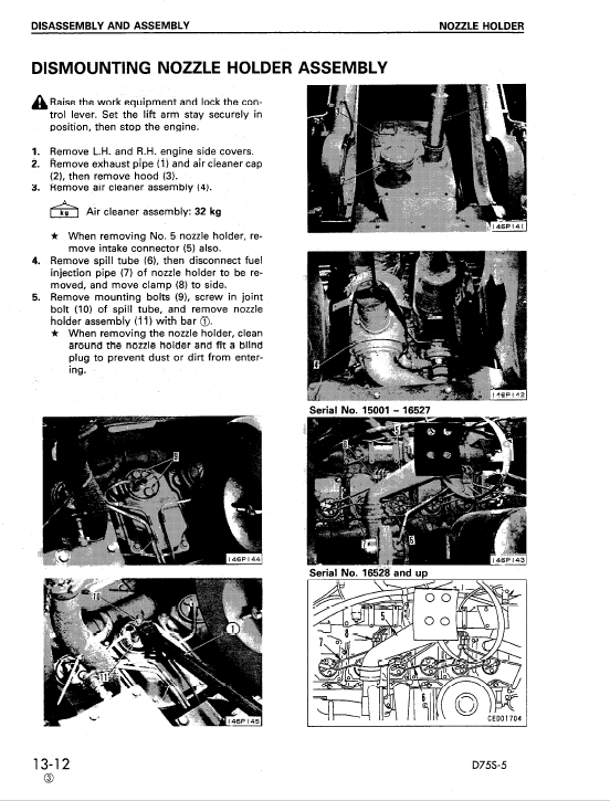 Komatsu D75S-5 Dozer Service Manual Workshop Guide