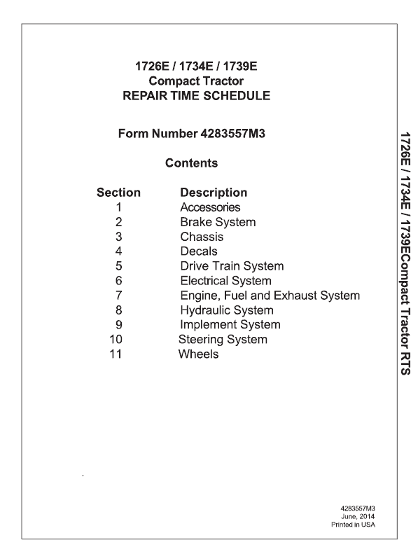 Massey Ferguson 1726E, 1734E, 1739E Tractor Service Manual Workshop Guide