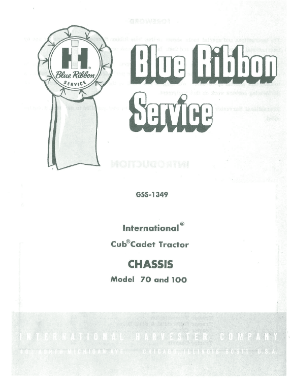 Cub Cadet 70 and 100 Tractor Service Manual Workshop Guide