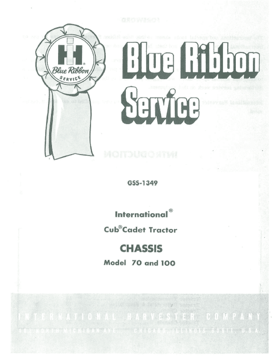 Cub Cadet 70 and 100 Tractor Service Manual Workshop Guide
