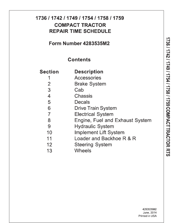 Massey Ferguson 1736, 1742, 1749, 1754, 1758, 1759 Tractor Service Manual Workshop Guide