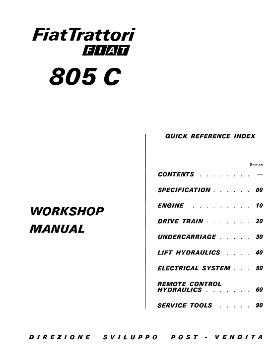 Fiat 805C Crawler Tractor Workshop Service Manual Workshop Guide