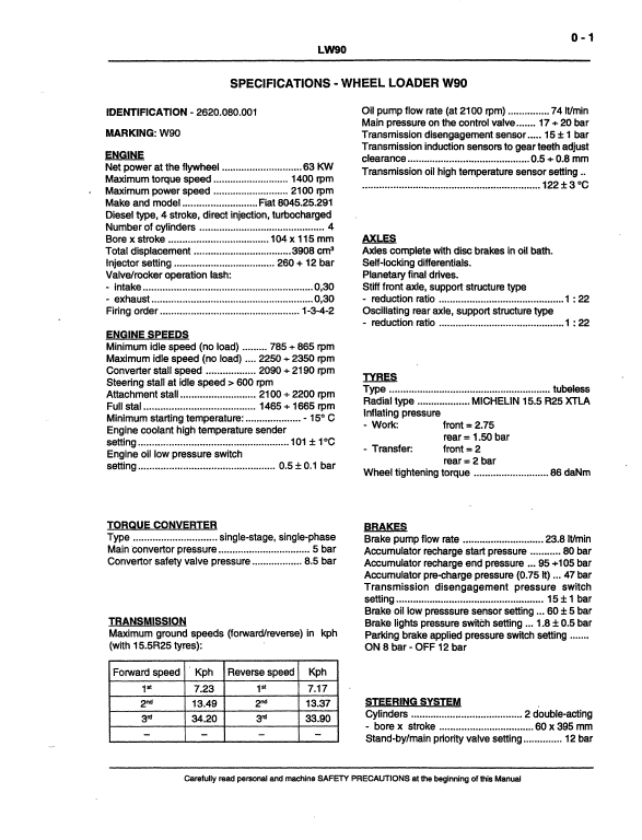 New Holland LW90 Wheel Loader Service Manual Workshop Guide