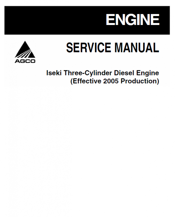 Iseki Three Cylinder Diesel Engine Manual Workshop Guide