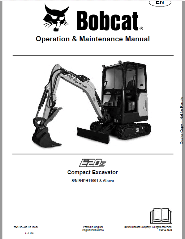 Bobcat E20Z Excavator Repair Service Manual