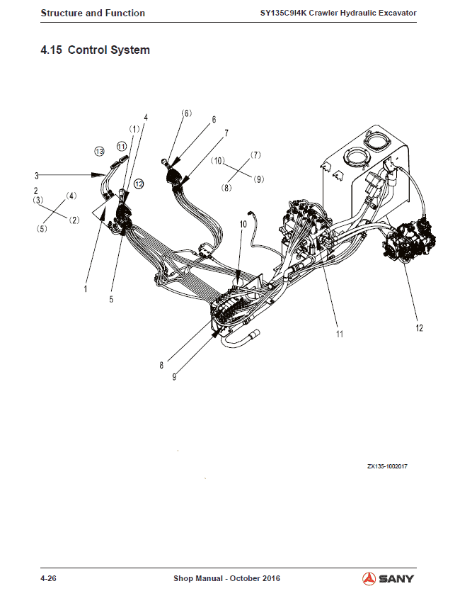 Sany SY135C Hydraulic Excavator Repair Service Manual