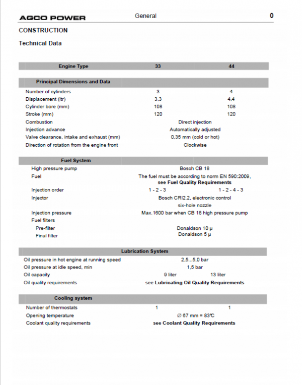 AGCO 4th Generation Medium Duty Engines Manual Workshop Guide