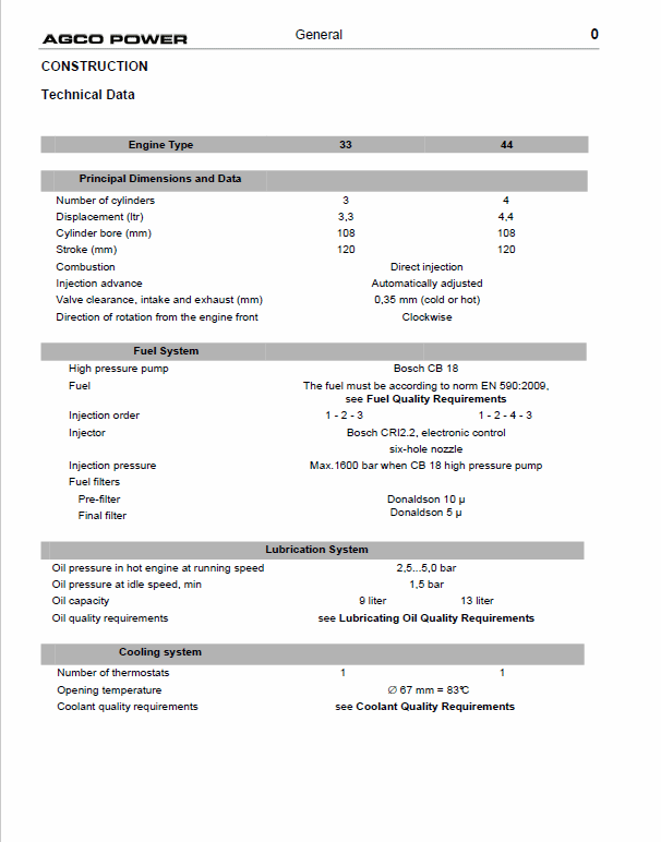 AGCO 4th Generation Medium Duty Engines Manual Workshop Guide