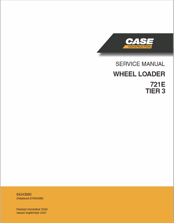 Case 721E Wheel Loader Service Manual Workshop Guide