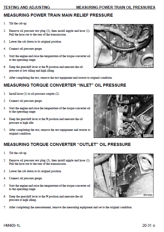 Komatsu HM400-1L Dump Truck Service Manual Workshop Guide