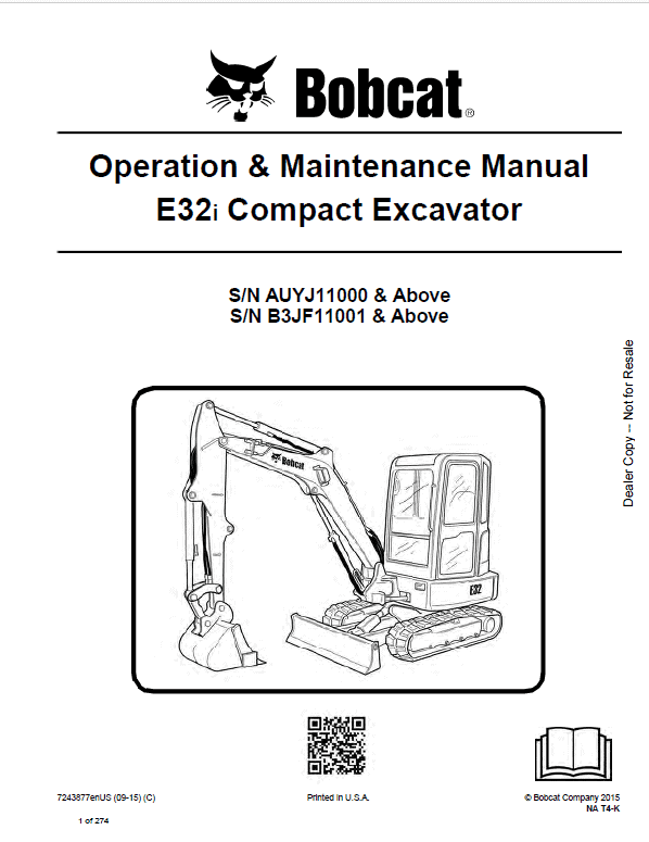 Bobcat E32i Excavator Repair Service Manual